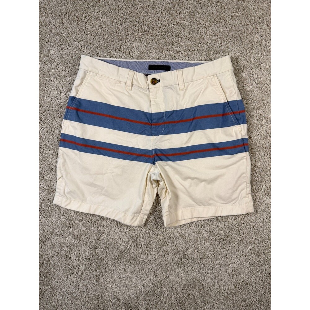 Tommy Hilfiger Men's Classic Chino Shorts White Salmon Blue Striped Size 32